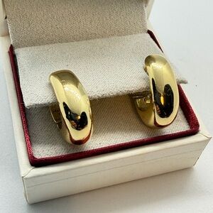 Balenciaga Paris Gold Tone Hoop Earrings – Made in Italy – Chunky Designer Style